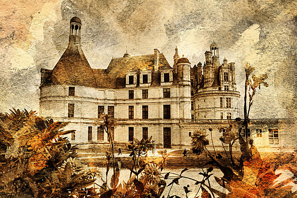 城堡风景油画