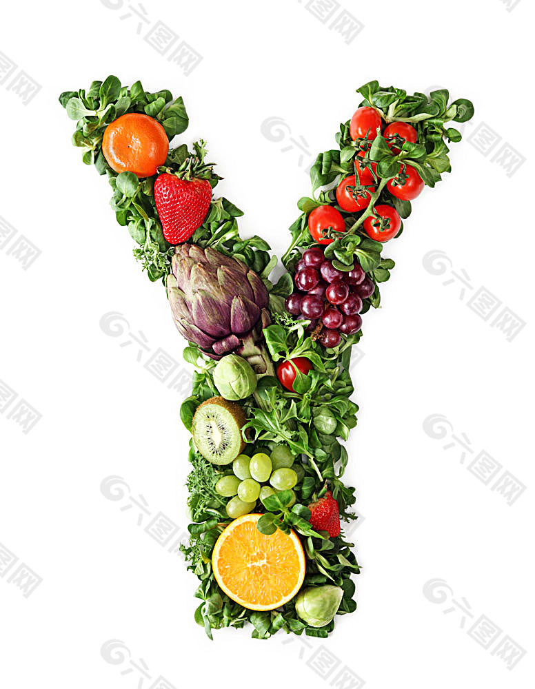 蔬菜水果组成的字母Y