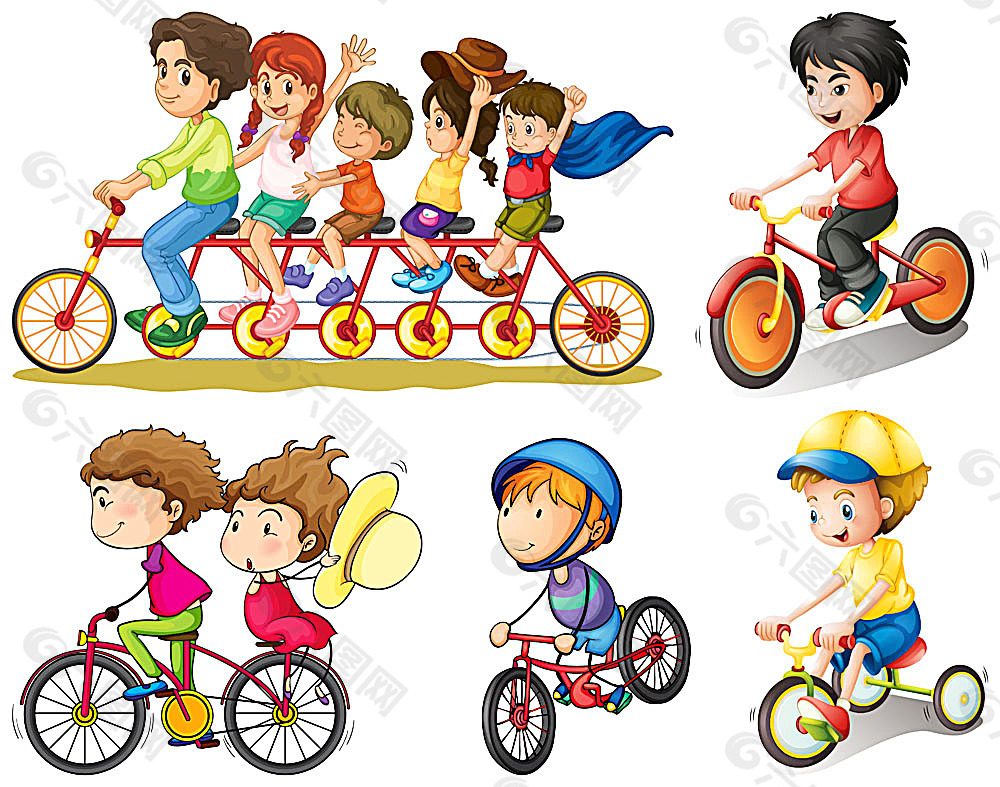 骑自行的卡通小人