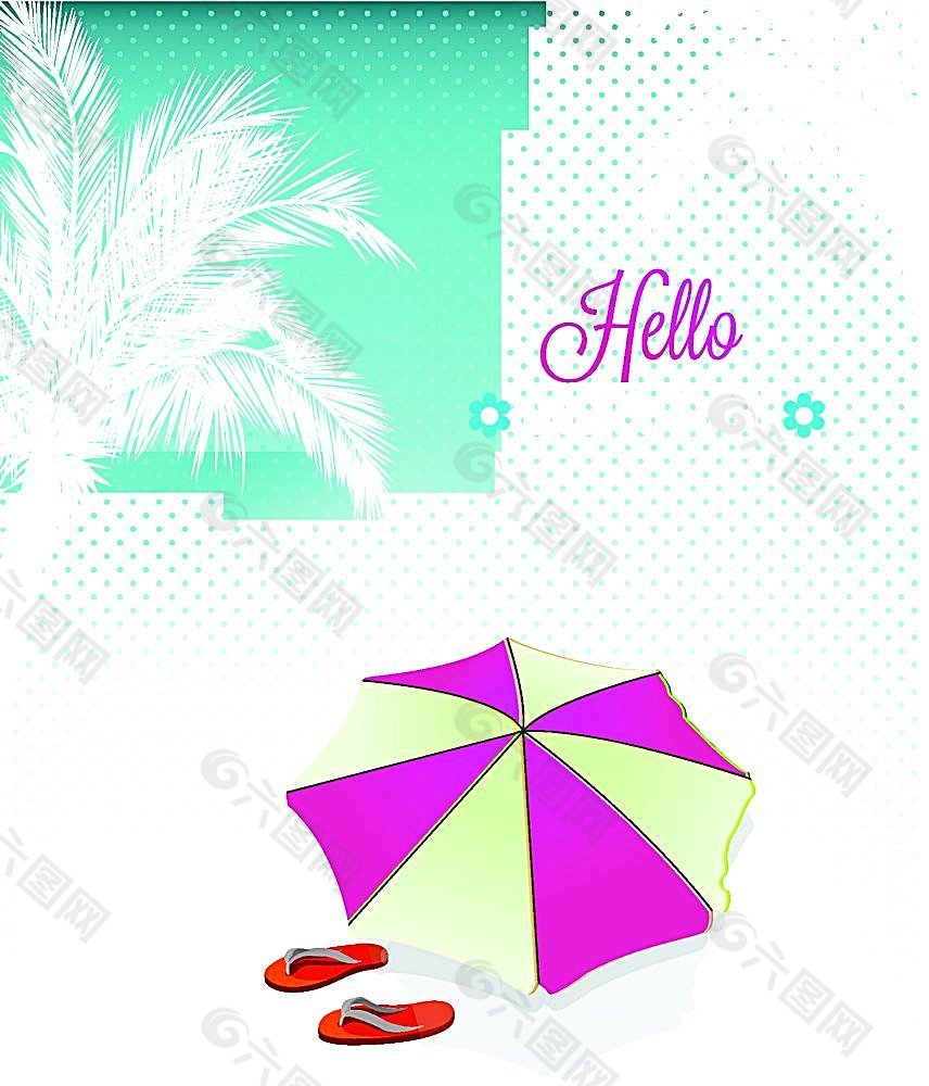 太阳伞与拖鞋