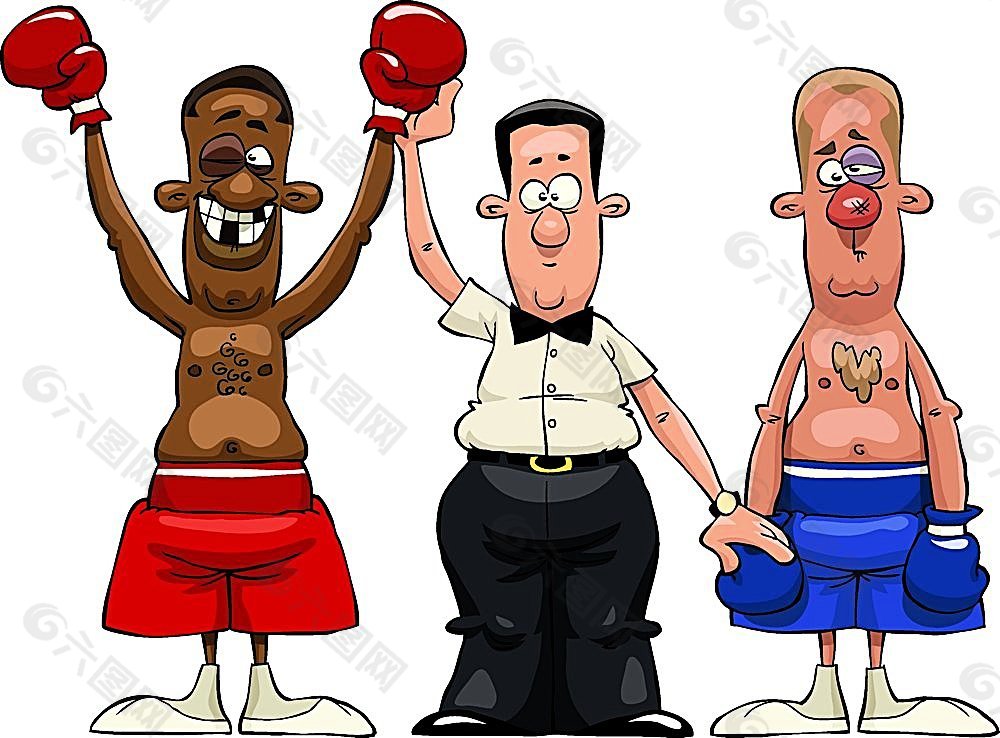 卡通拳击手与裁判