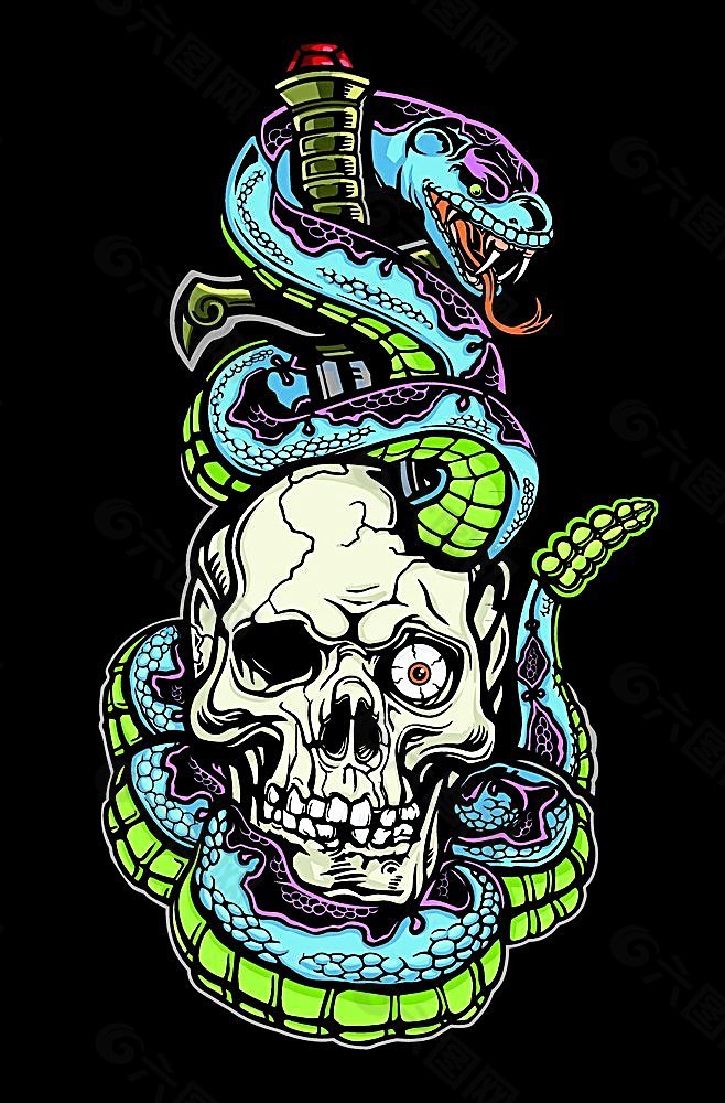 蛇与头骨背景素材