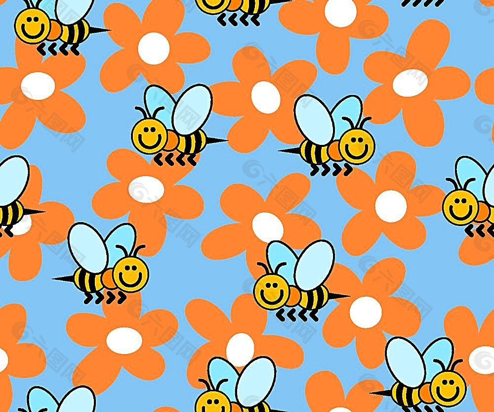 蜜蜂与鲜花背景