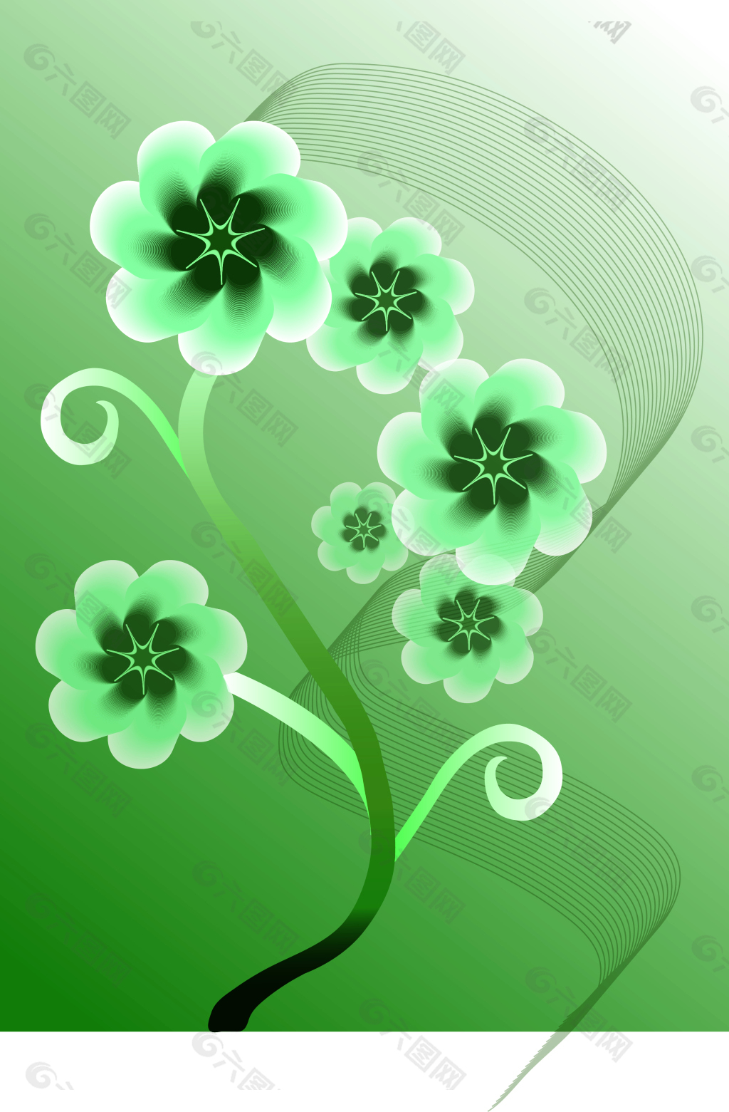 绿色矢量花朵素材
