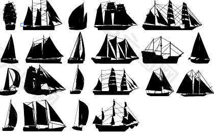 古代帆船剪影