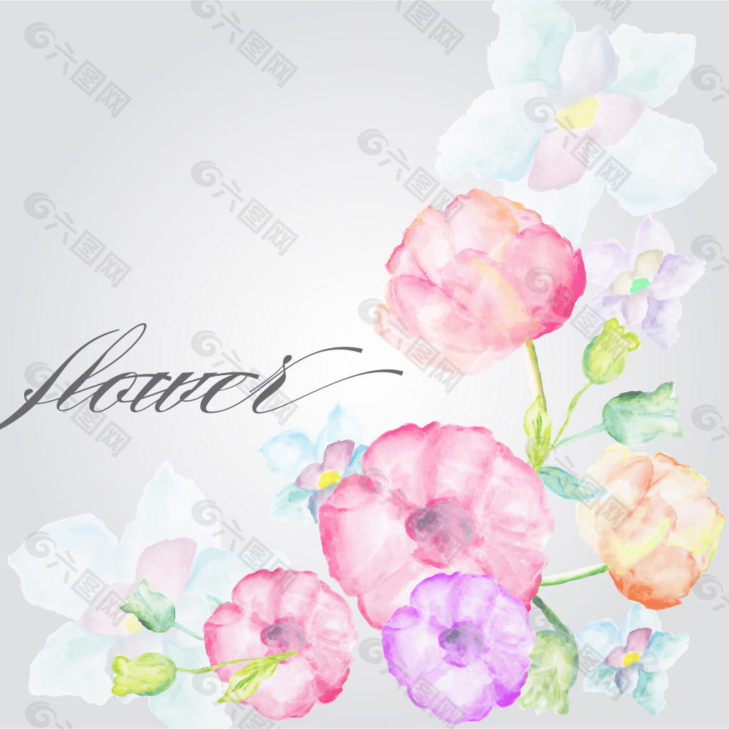 水彩花图片 水彩花素材 水彩花模板免费下载 六图网