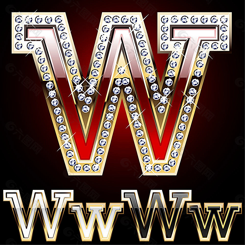 钻石W字母素材