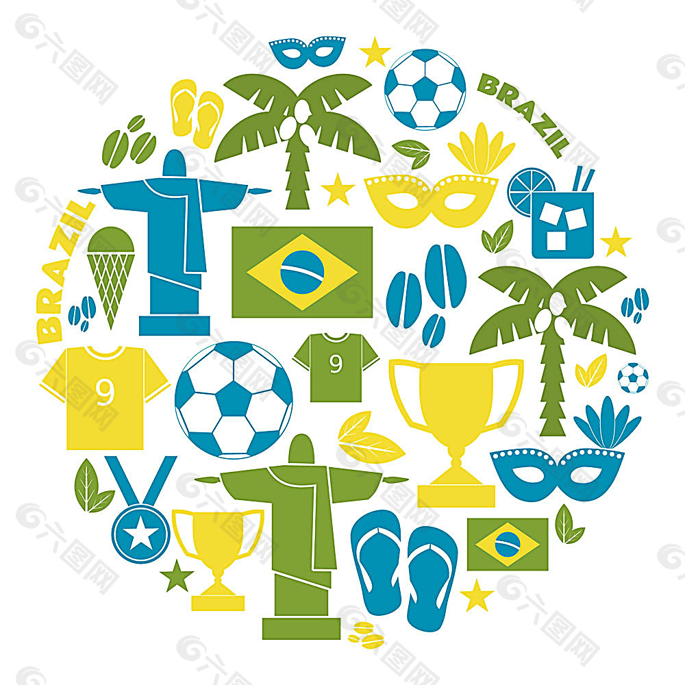 圆形巴西世界杯图标