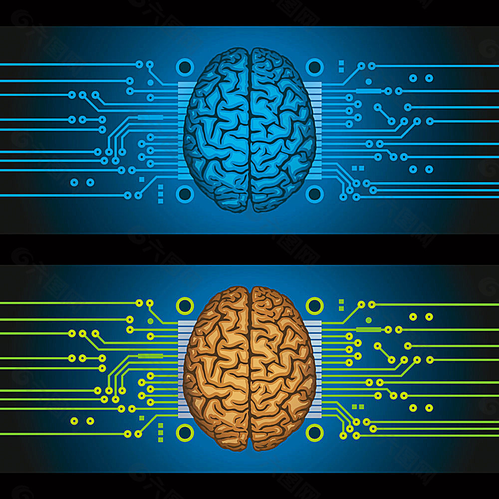 矢量线条大脑设计