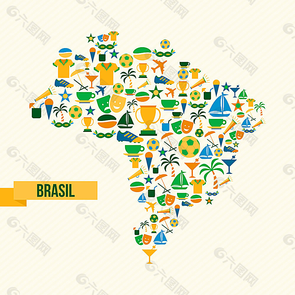 卡通标志巴西地图