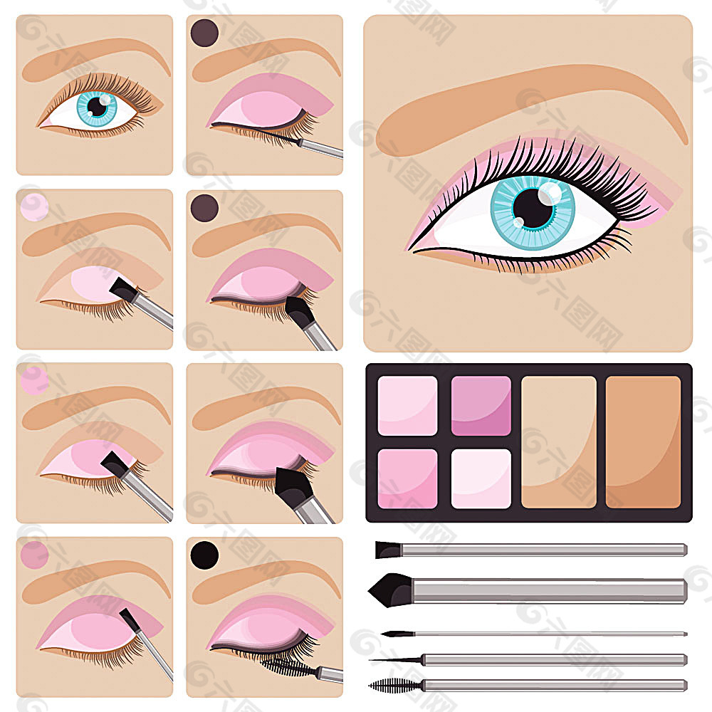 化妆工具与眼睛