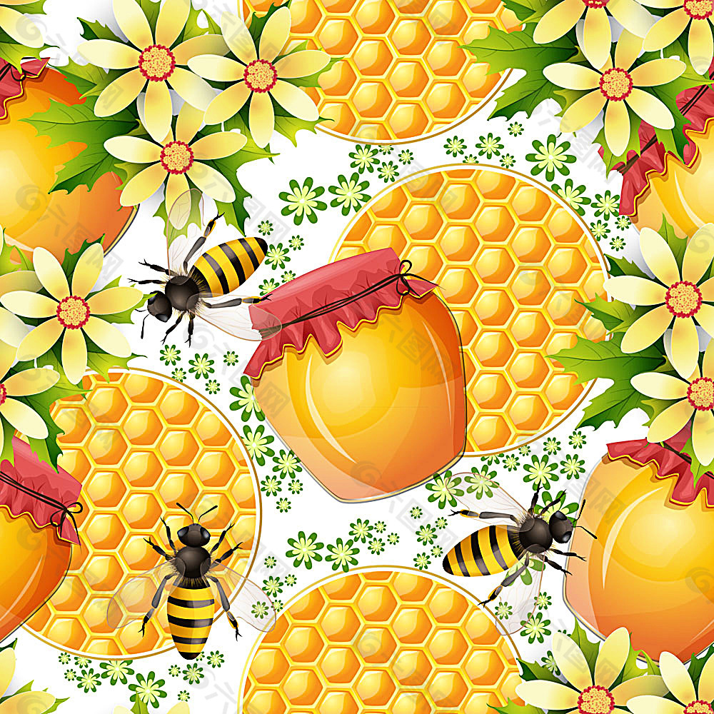 卡通蜜蜂与蜂蜜
