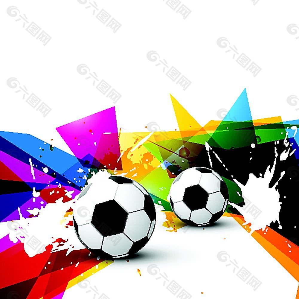 彩色墨迹喷溅与足球