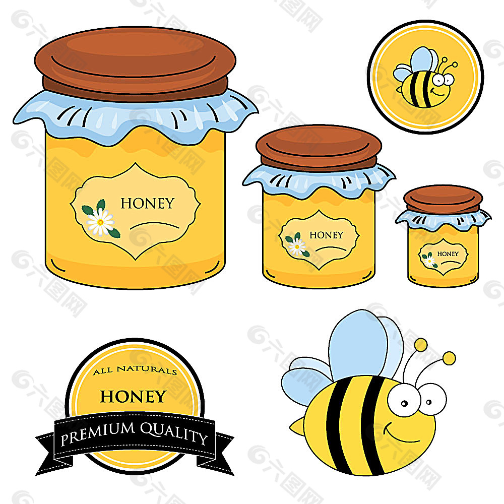 卡通蜜蜂与蜂蜜标签