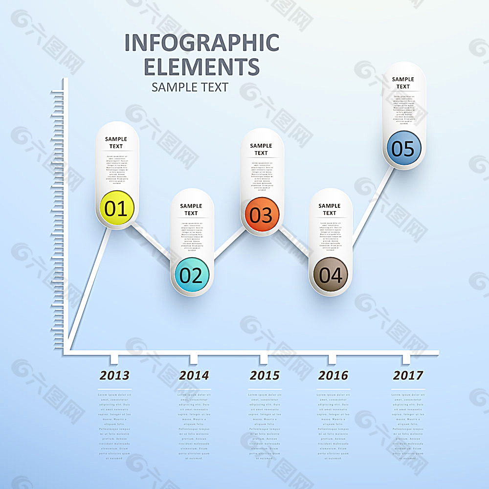 彩色纸条年度分析信息图表