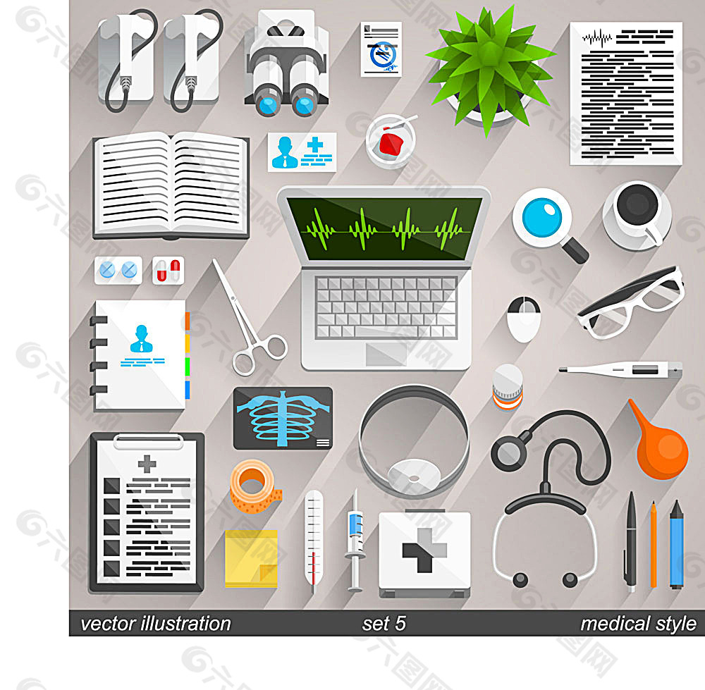 图案矢量素材,医疗用品图案模板下载,医疗用