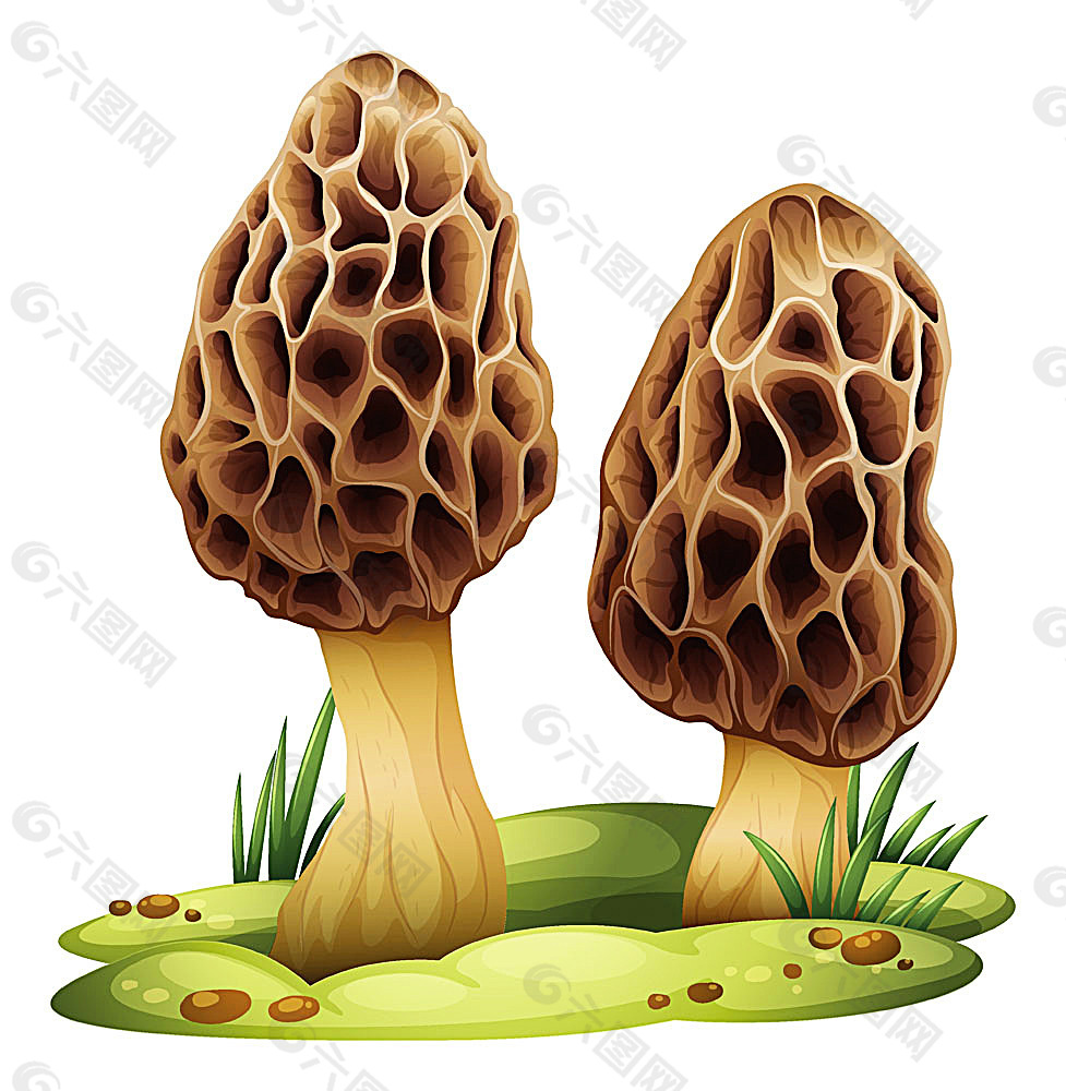 草地上的卡通蘑菇