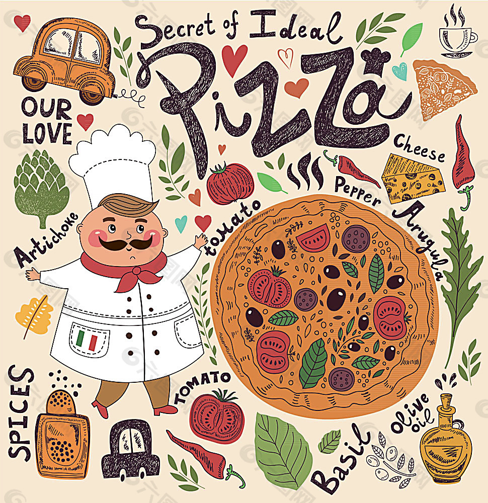 卡通人物披萨美食设计