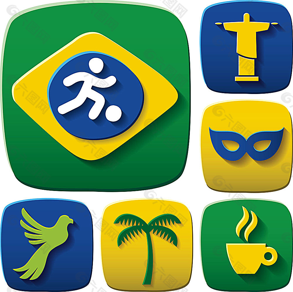 创意巴西世界杯主题图标
