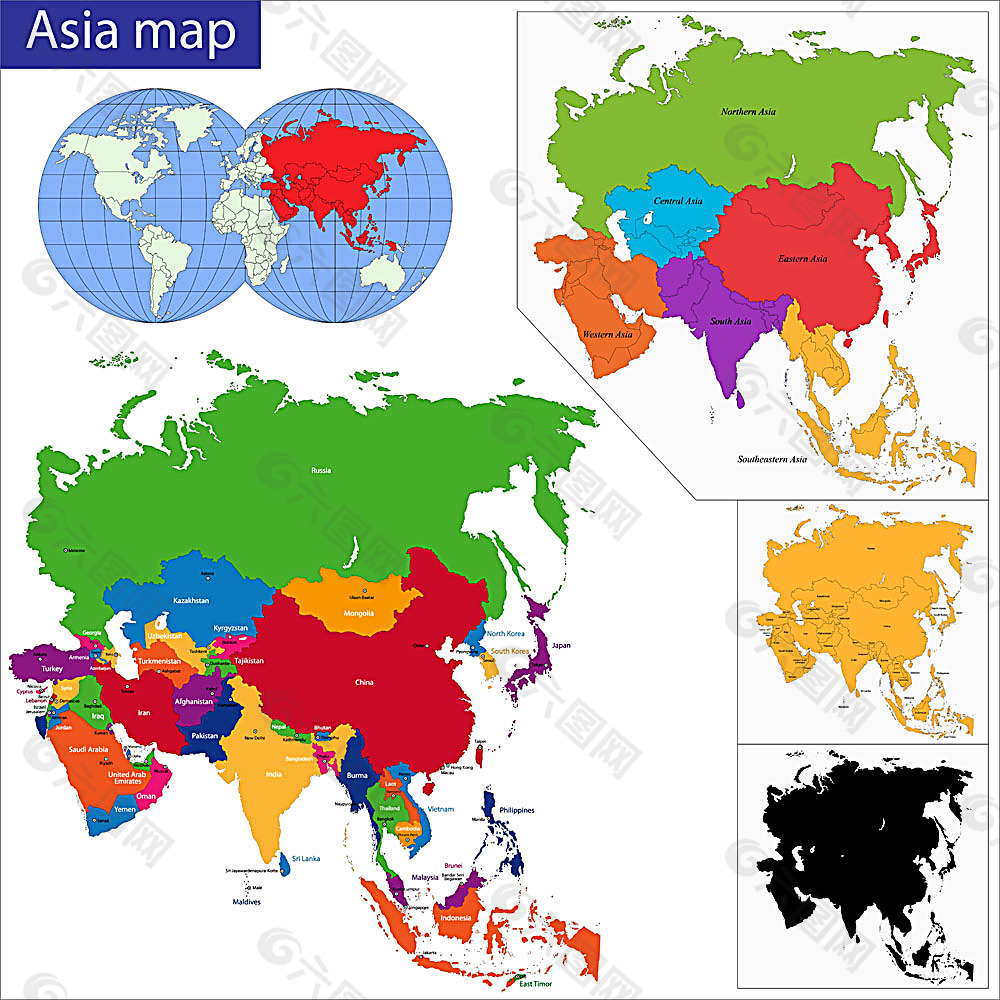 亚洲地区国家地图版块