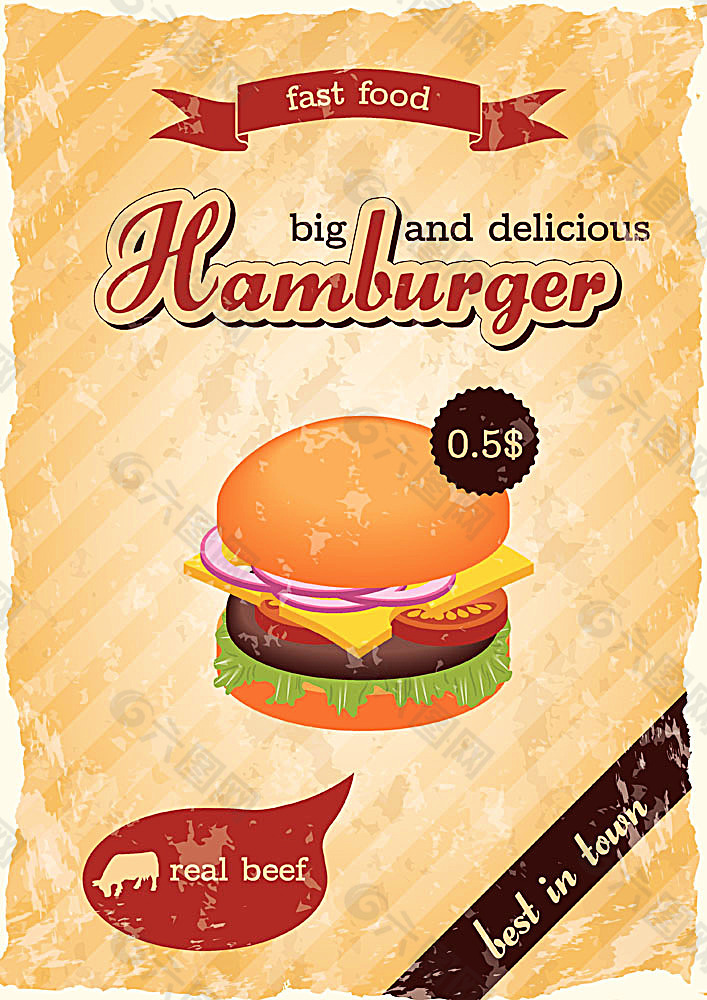 汉堡包美食海报