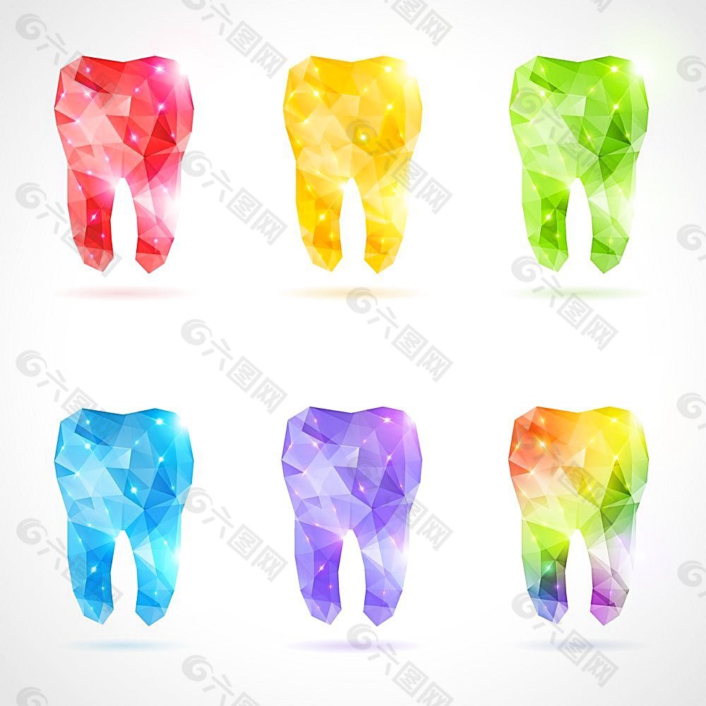 各种颜色的牙齿低聚设计