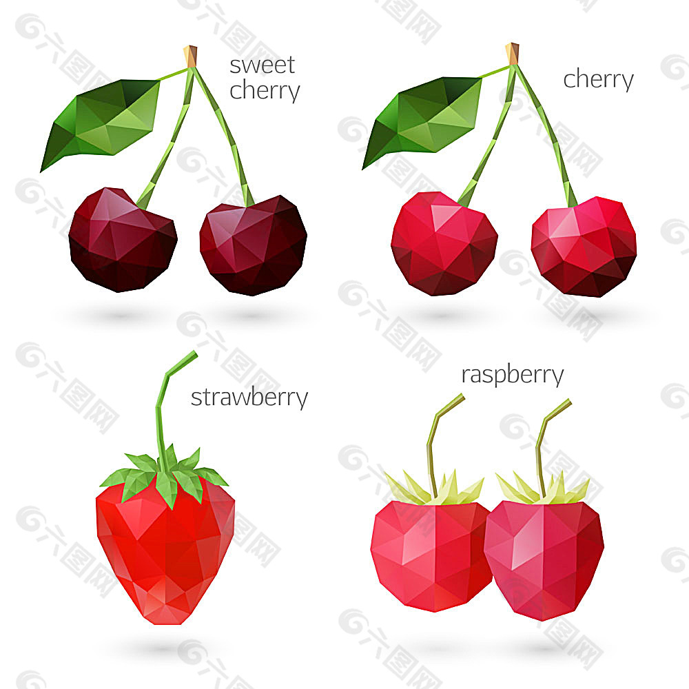 卡通樱桃与草莓