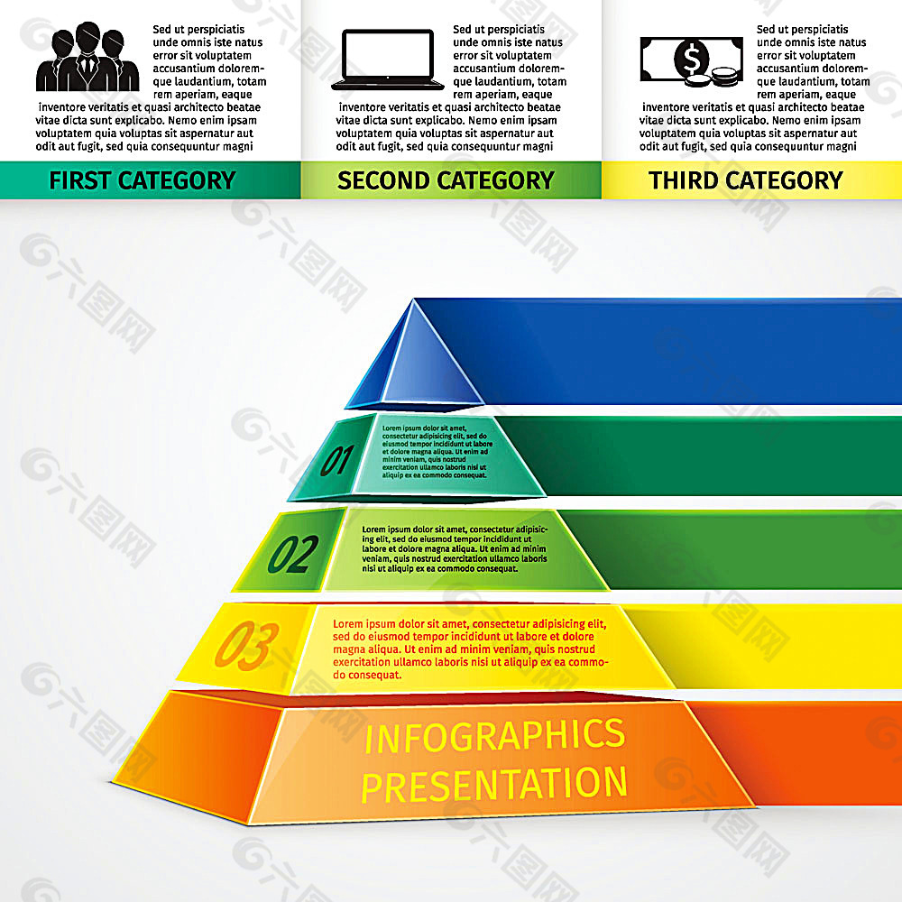 彩色金字塔图表设计