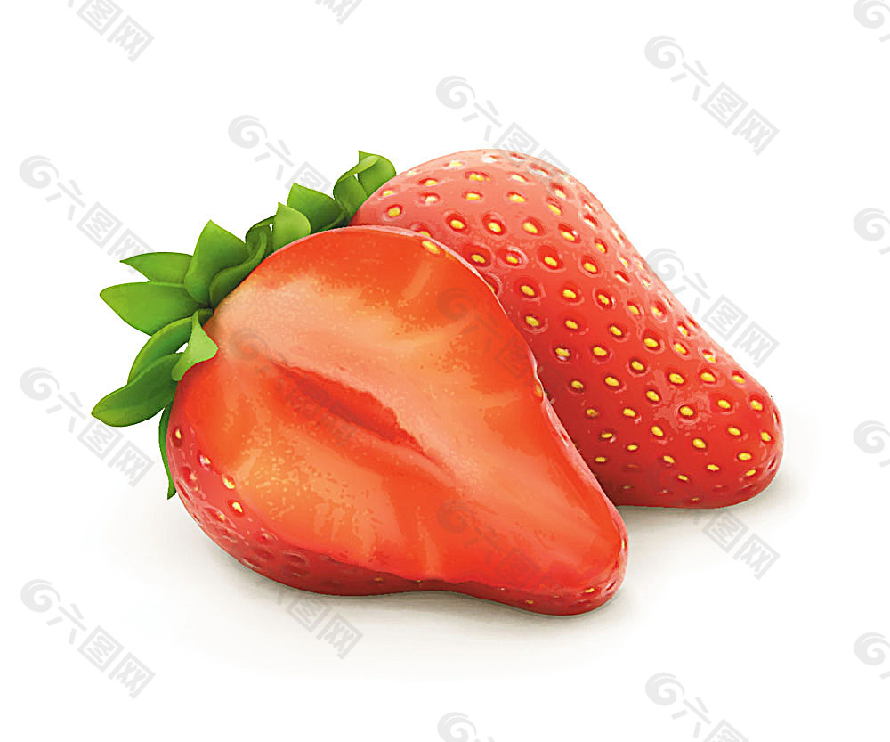 草莓与草莓切面