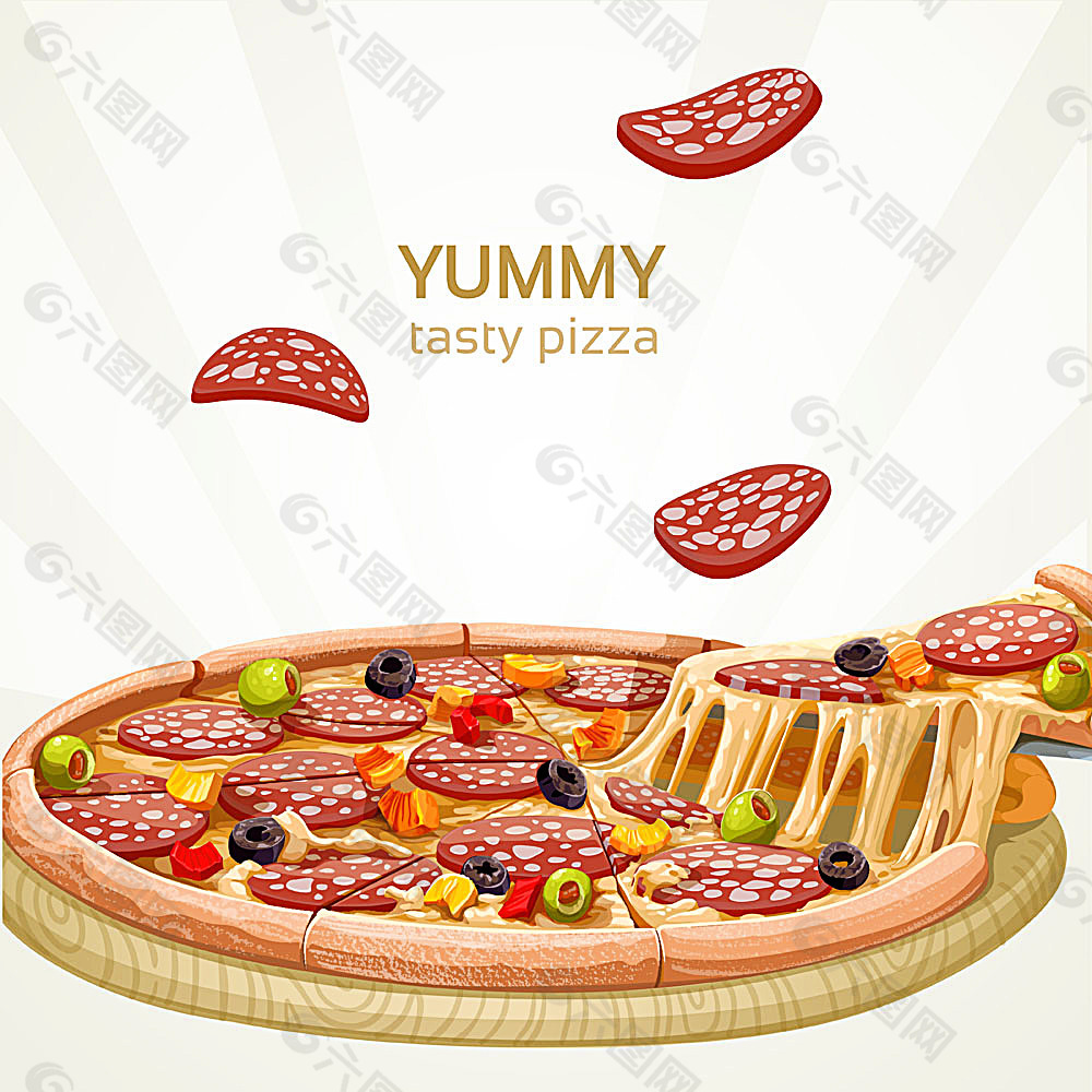 美味诱人的披萨插画