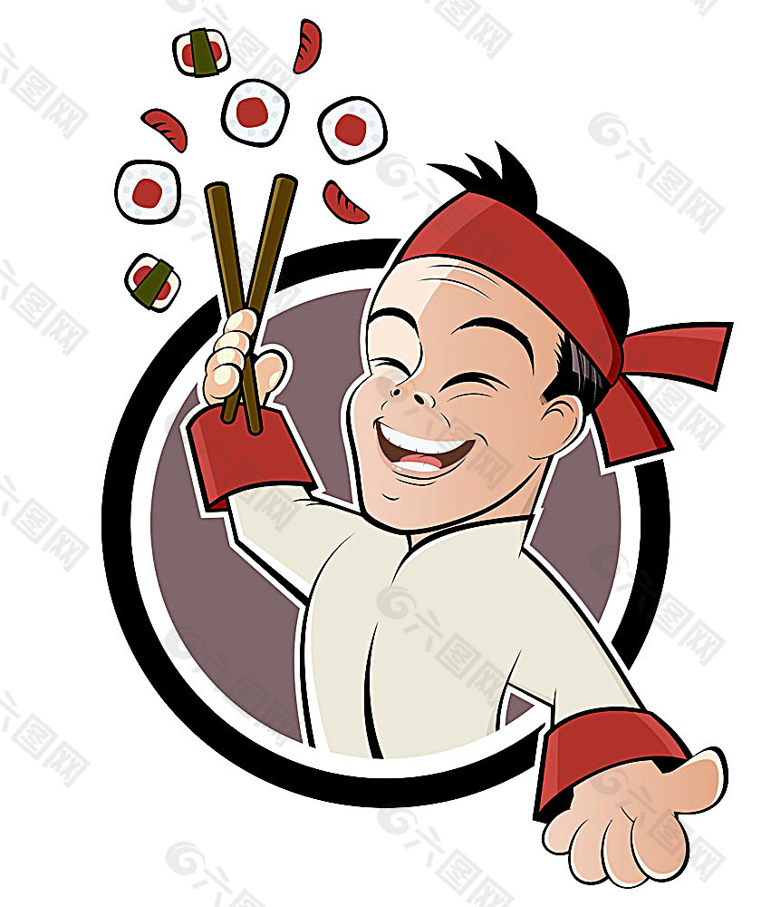 圆环和做寿司的厨师插画