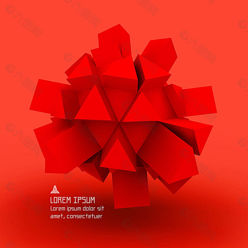 红色几何图形立体背景