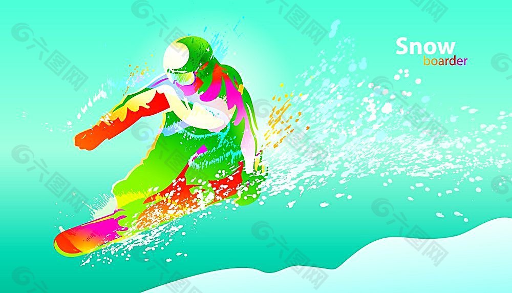 滑雪的运动员插画