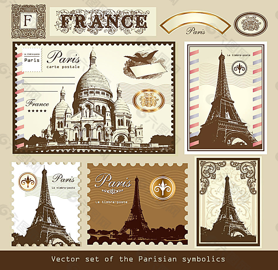 外国建筑风景邮票