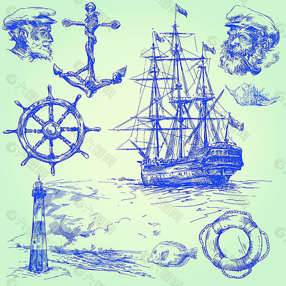 航海插画素材