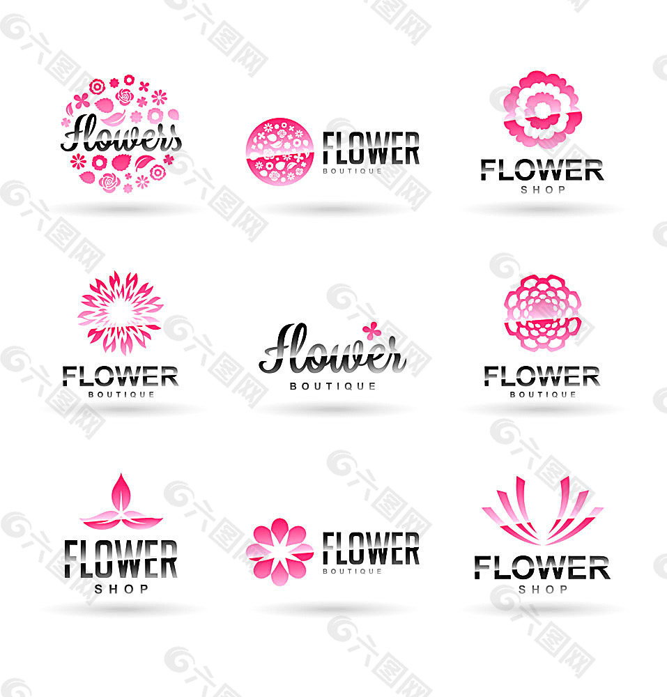 花朵树叶logo设计