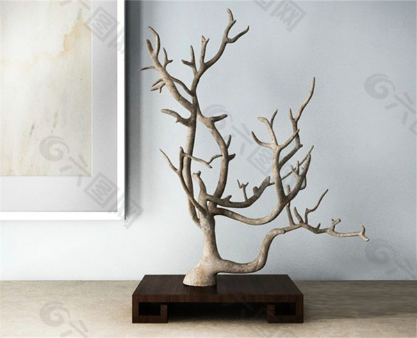 现代中式装饰树干枝3D模型