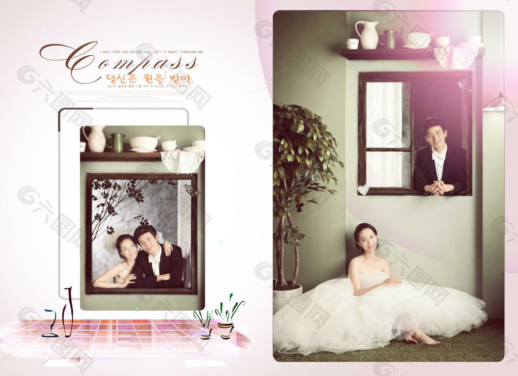 韩式幸福 跨页婚纱模板  PSD模板