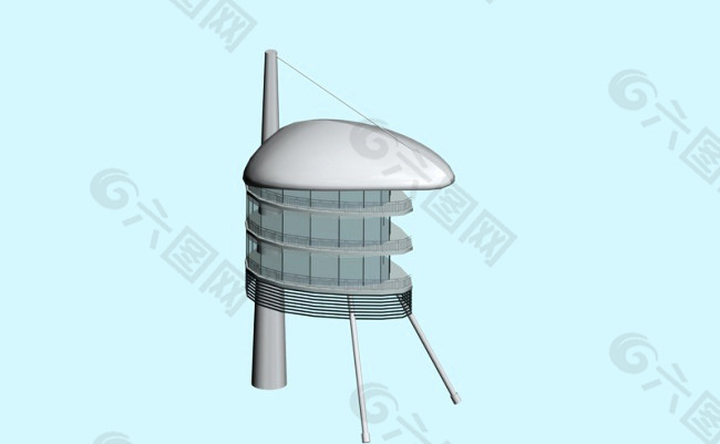 MAX现代鸡蛋壳式建筑3D模型图