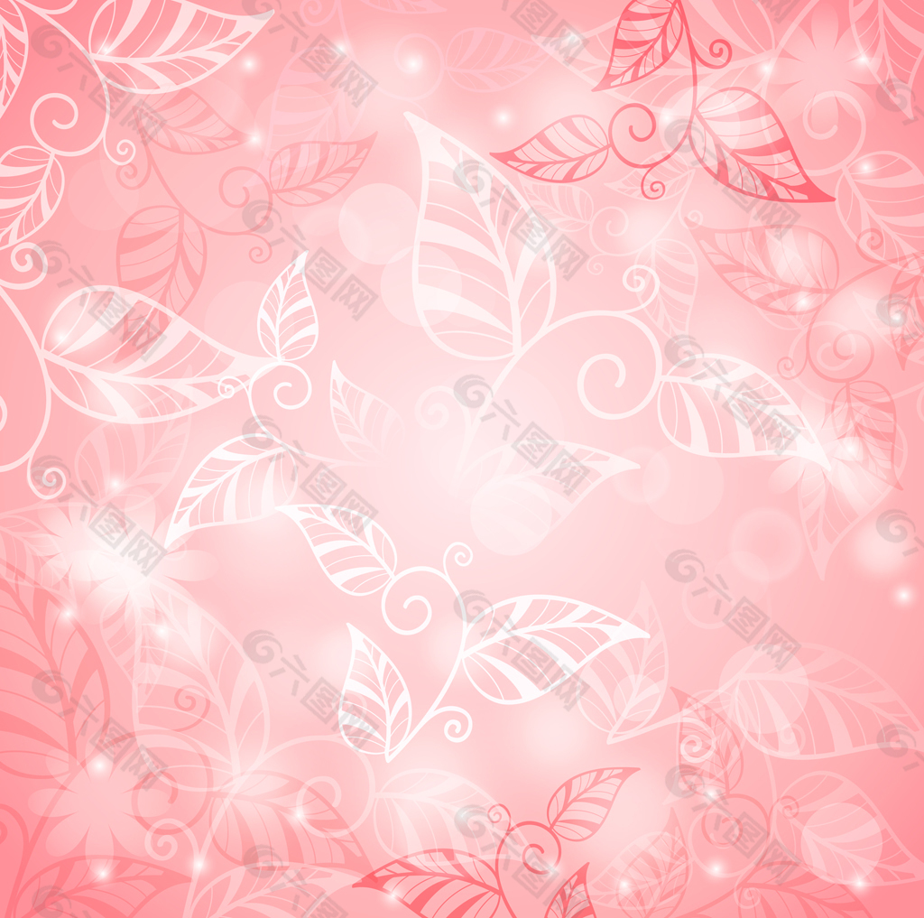 粉色叶形花纹背景矢量素材