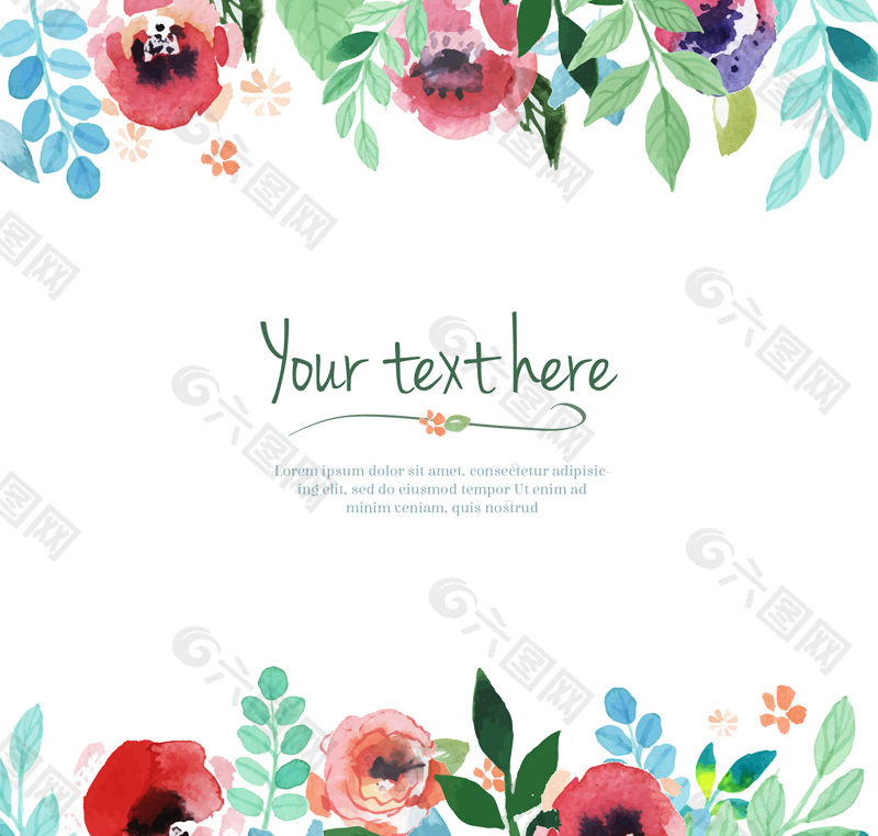 水彩花卉边框背景矢量图背景素材免费下载 图片编号 六图网