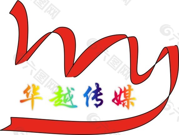 字母HY缩写 logo  创意红色飘带