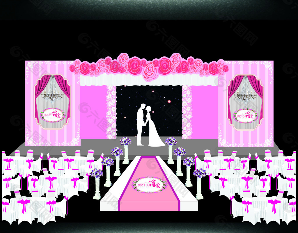 韩式粉色婚礼现场布置