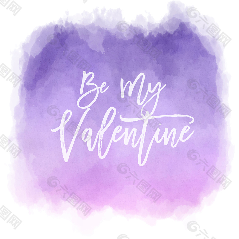 紫色水彩情人节