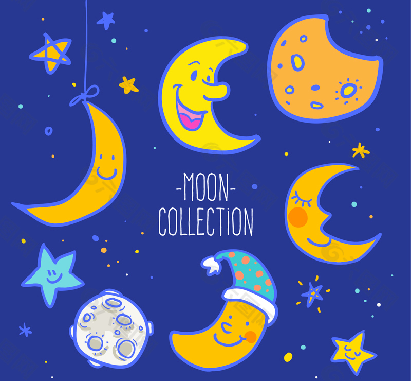 卡通月亮图片 卡通月亮素材 卡通月亮模板免费下载 六图网