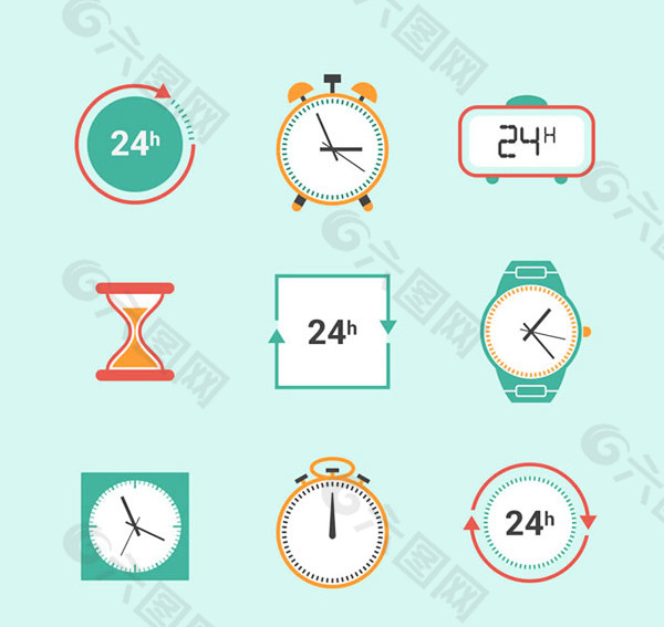 计时器与钟表元素矢量素材下载