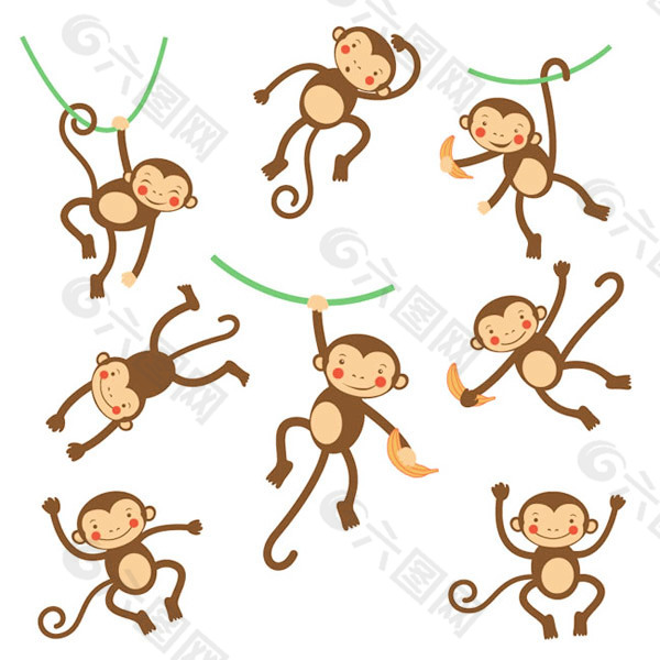 卡通猴子设计矢量素材下载