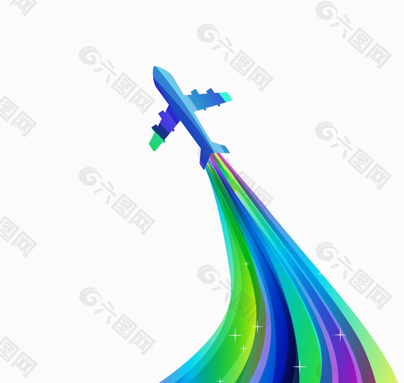 创意飞机和彩色轨迹