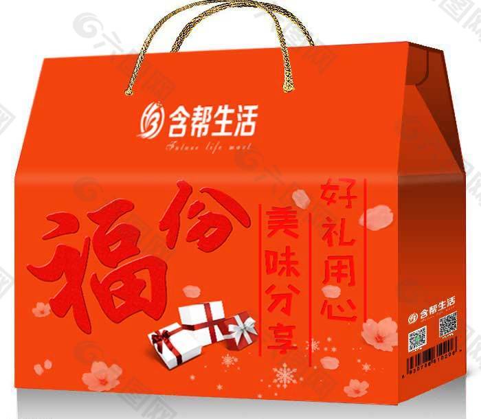 新年年货礼盒包装立面展示图
