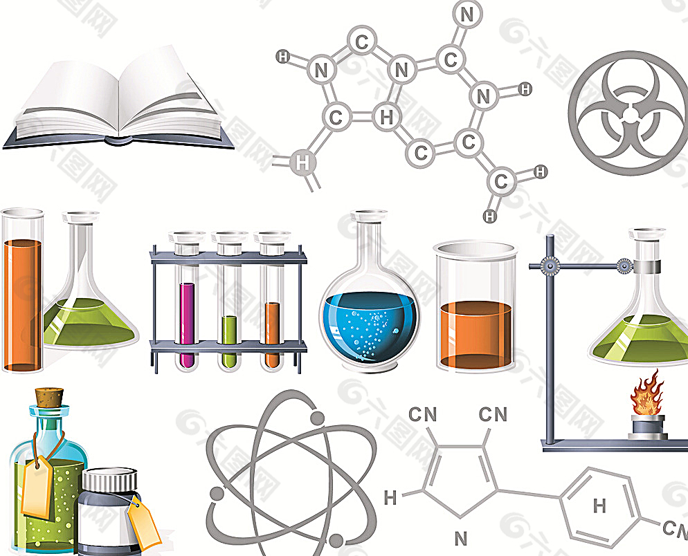 化学常用工具扁平化素材图片